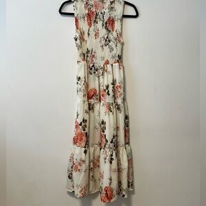 Floral Midi Dress with ruched tiers
